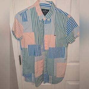 Hollister Men's Colorful Patchwork Striped Shirt Size XS